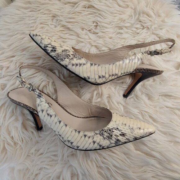 KORS Michael Kors Snakeskin Slingback Kitten Heel - Picture 4 of 11